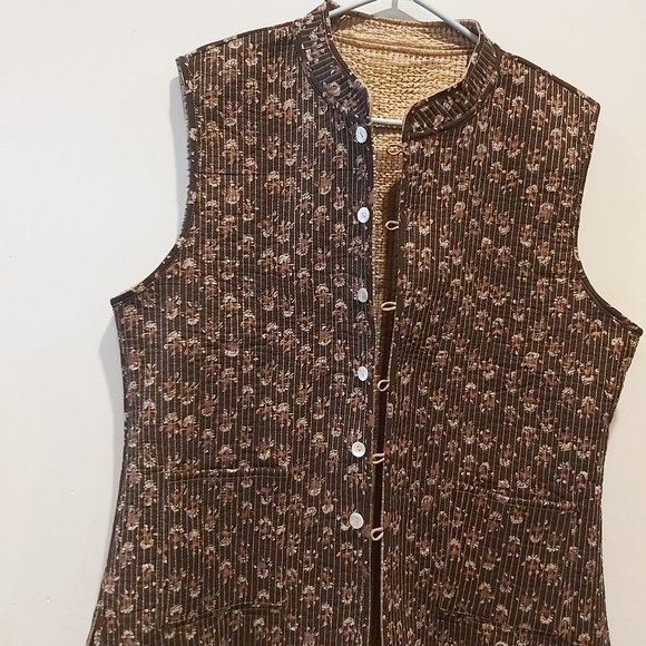 Reversible waistcoat brown/gold - Picture 1 of 5